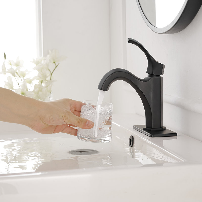Matte Black Single-Handle Single-Hole Bathroom Faucet with Drain Assembly
