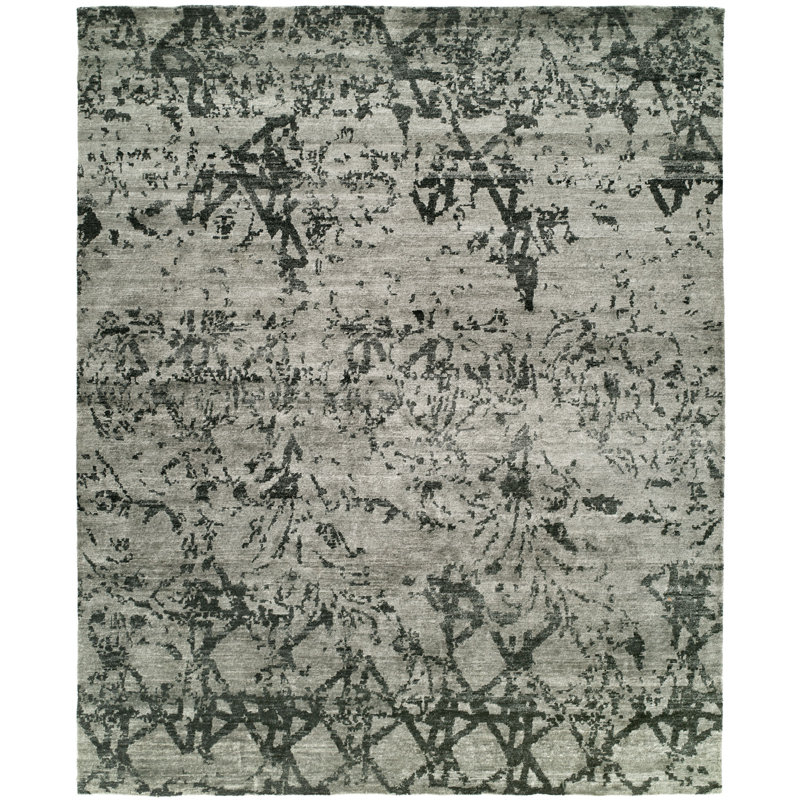 Abstract Area Rug in Gray, Rectangle 3' x 5'
