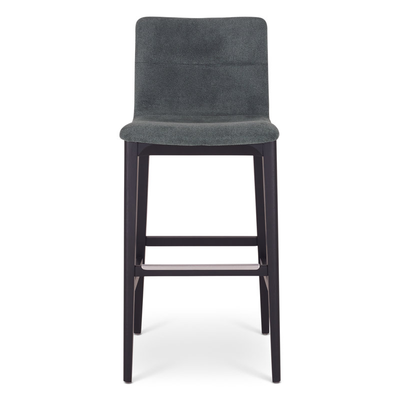 Tabouret de comptoir moderne moderne brésilien Godan, Siège bleu sarcelle Jackpot / cadre Ebano