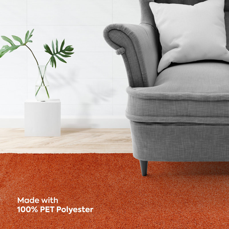 Modern Plush Pet and Kids Friendly Solid Color Area Rugs, Stain & Fade Resistance, Bedroom, Playroom and Kidsroom, Event, Wedding, Perfect for Living Room, Dining Room, Orange Mentzer Rug