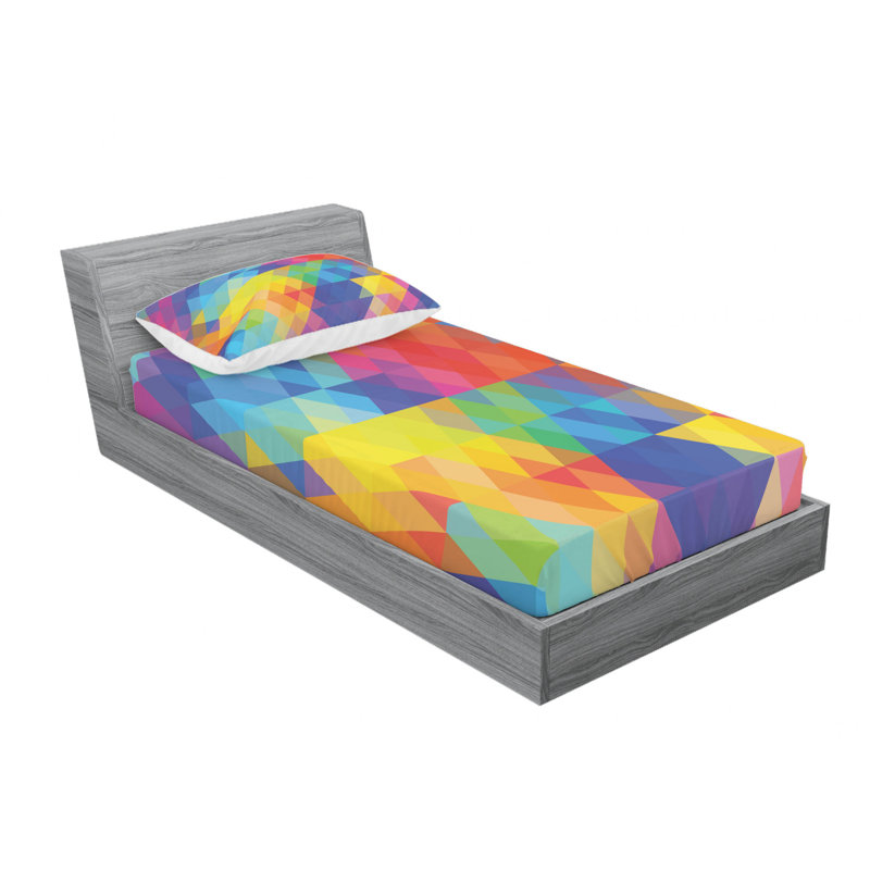 Microfiber Geometric Sheet Set, Twin Sheet Set with Fitted Sheet
