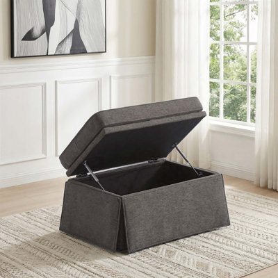 Upholstered Skirted Rectangular Storage Ottoman with Lift-Top