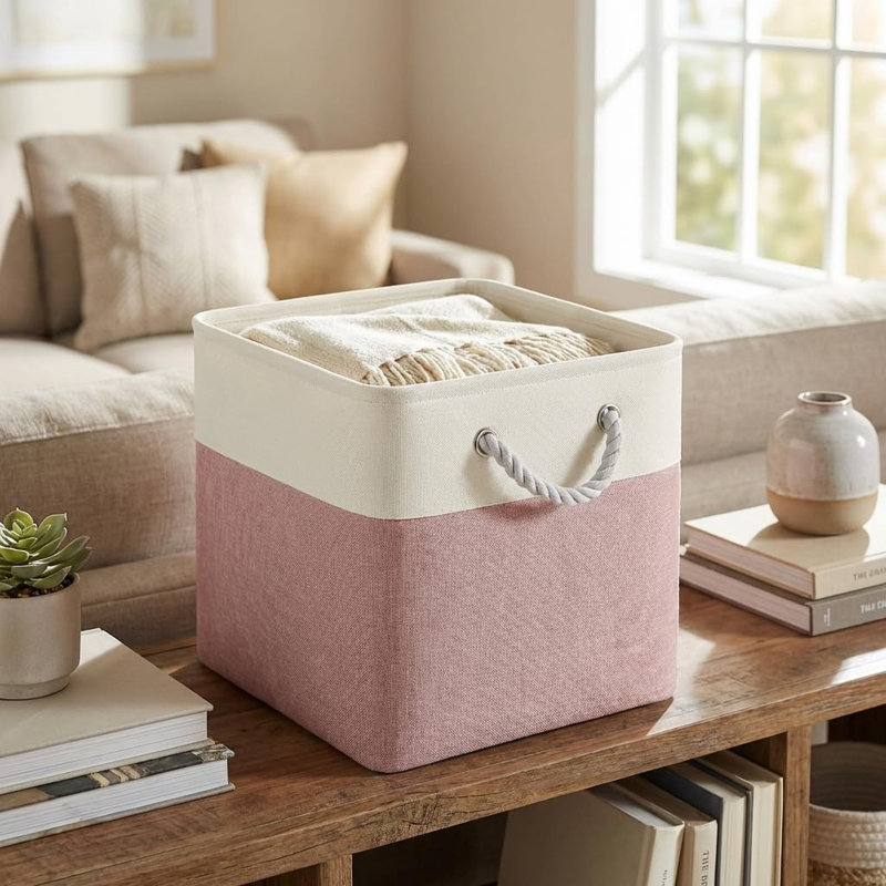 Boîte de rangement carrée 6 pièces 11 po x 11 po avec poignée en coton