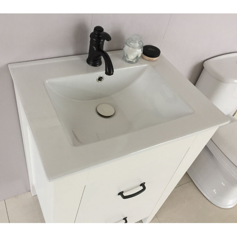 Rouen 24'' Single Bathroom Vanity with Ceramic Top, White