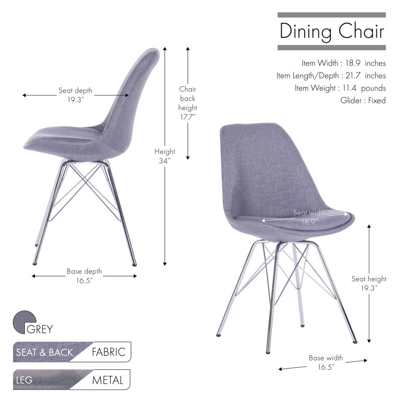 Heath 19.3'' H Fabric Upholstered Side Chair, Gray, 1