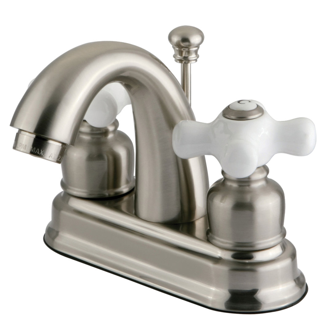 Kingston Brass Restoration Two-Handle 3-Hole Deck Mount 4" Centerset Bathroom Faucet with Plastic Pop-Up Kingston Brass 