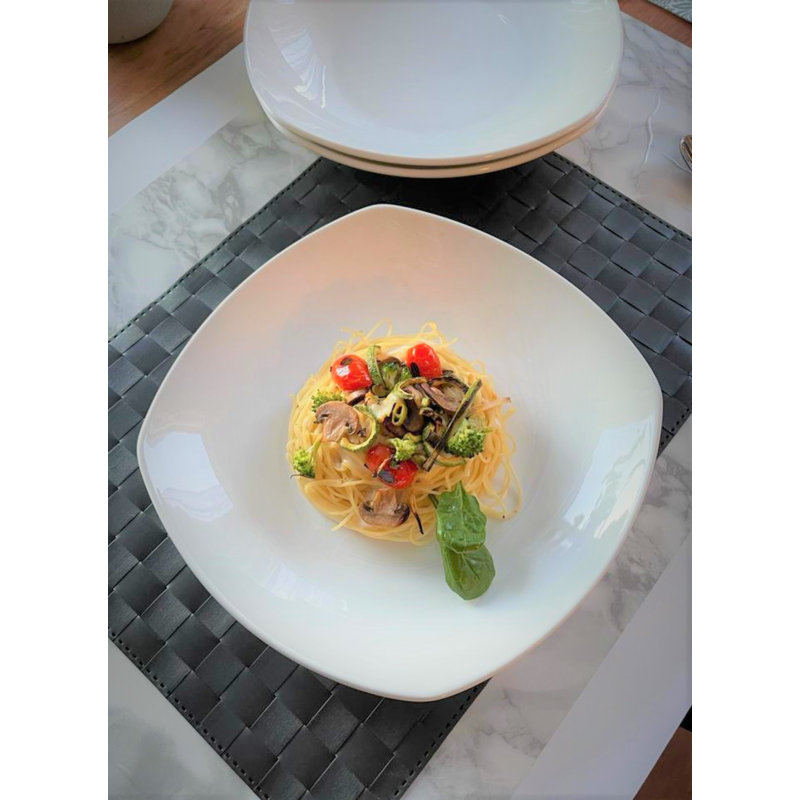 Assiette à salade carrée / profonde 4 pièces11 pouces / couronne en vitrex