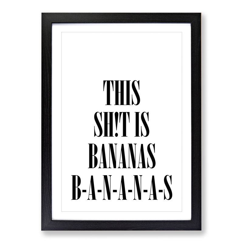 Bananas - Picture Frame Typography, 48cm H x 36cm W x 2cm D, Black