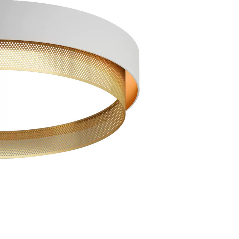 Plafonnier encastré rond à niveaux Pesach, Blanc / Doré, 6 000 K