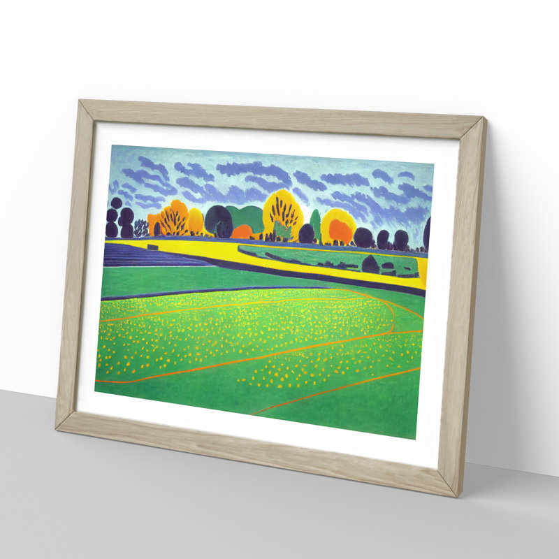 XH1022-6131X Modern Meadow - Single Picture Frame Print, 25cm H x 34cm W x 2cm D, Oak