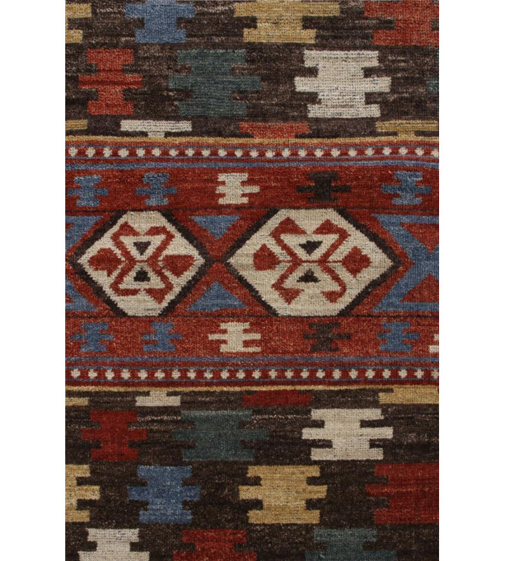 Rug & Kilim's Runner In Beige-Brown All Over Geometric Pattern, Runner 3' x 10'