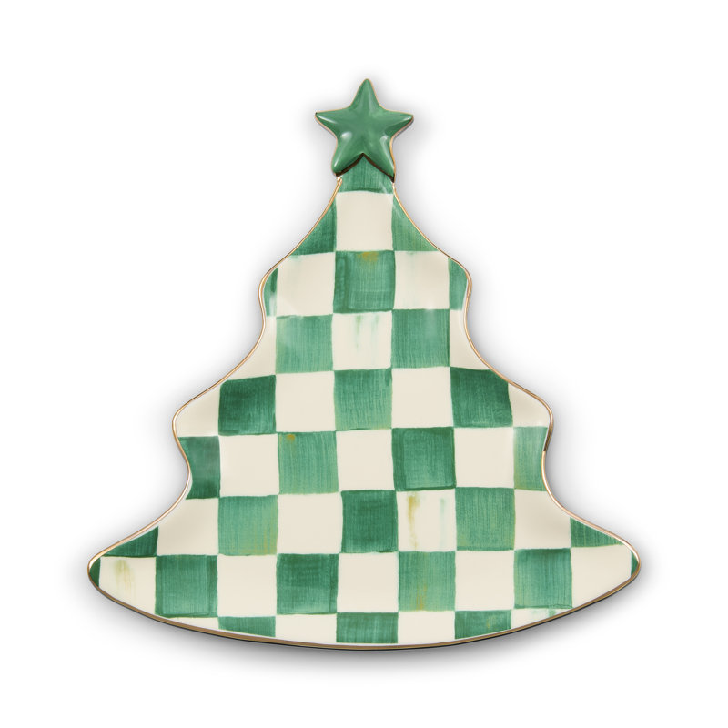 Courtly Check Tree Trinket Tray, Green
