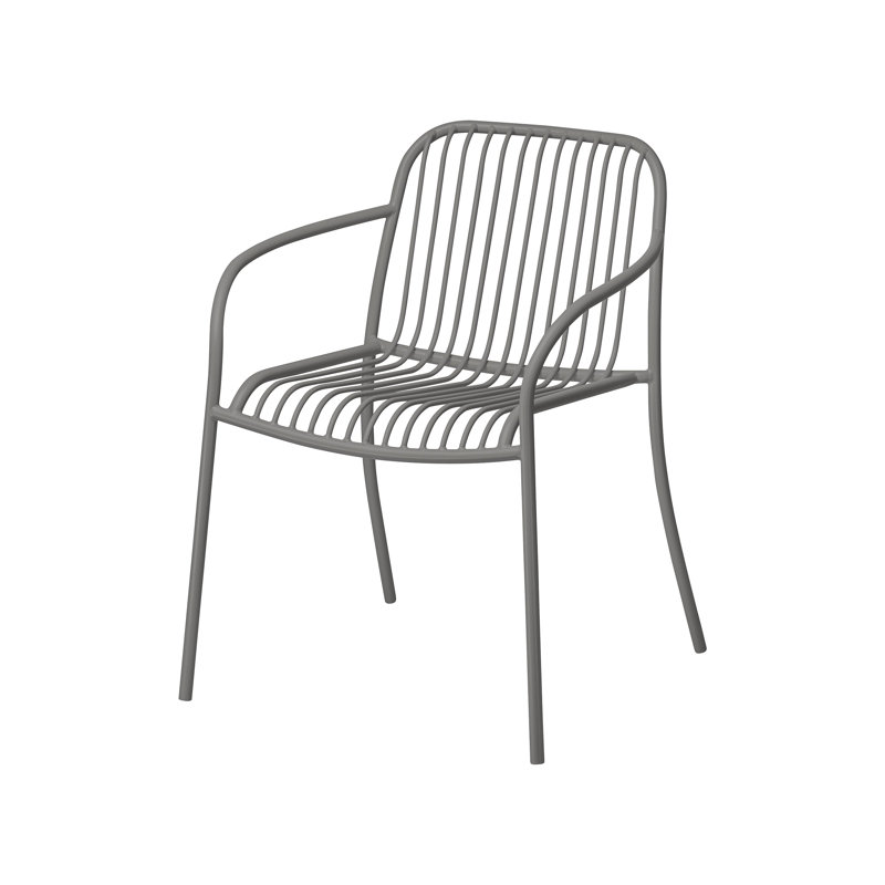 YUA Stacking Patio Dining Armchair - Wire, Granite Gray