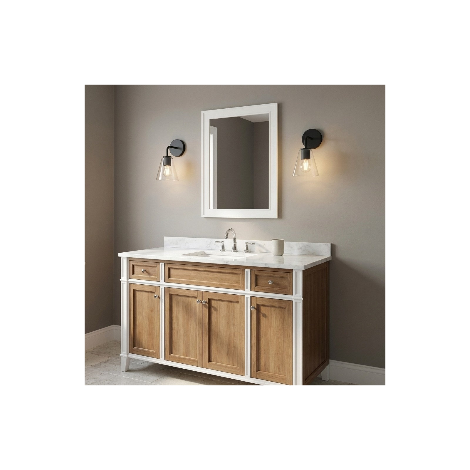 Senda One Light Vanity, 1, Clear, Midnight Black