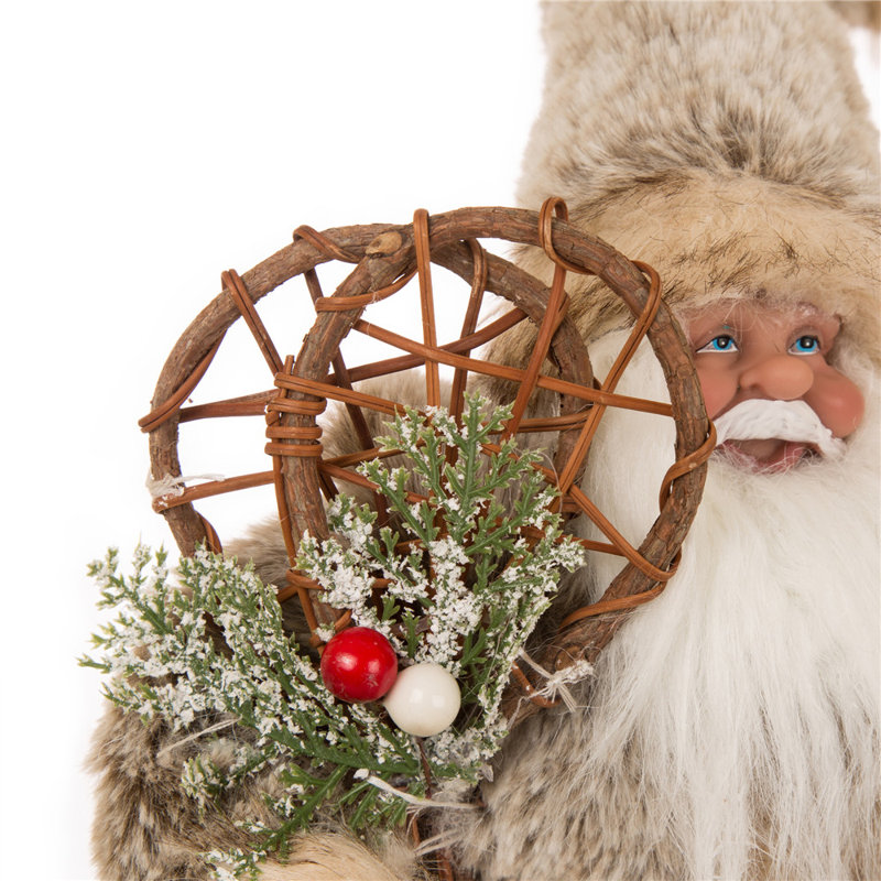Debout père noël Faux Fur Figurine, H 12,2 po x l 8,27 po x P 3,94 po