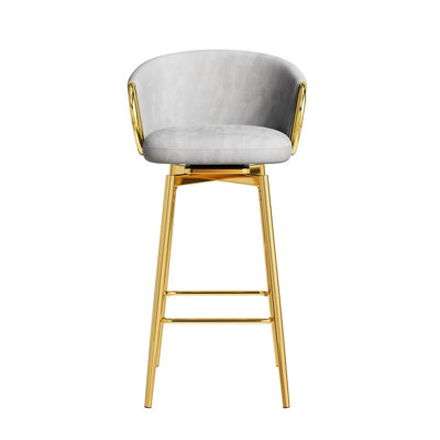 De 4 chaises grises et dorées en velours pivotant à 360 °, confortables et faciles à entretenir, pour des utilisations multiples. Chaises de bar pivotantes 4 pièces, modernes et confortables, convenant à divers endroits, gris et or, assemblage propre