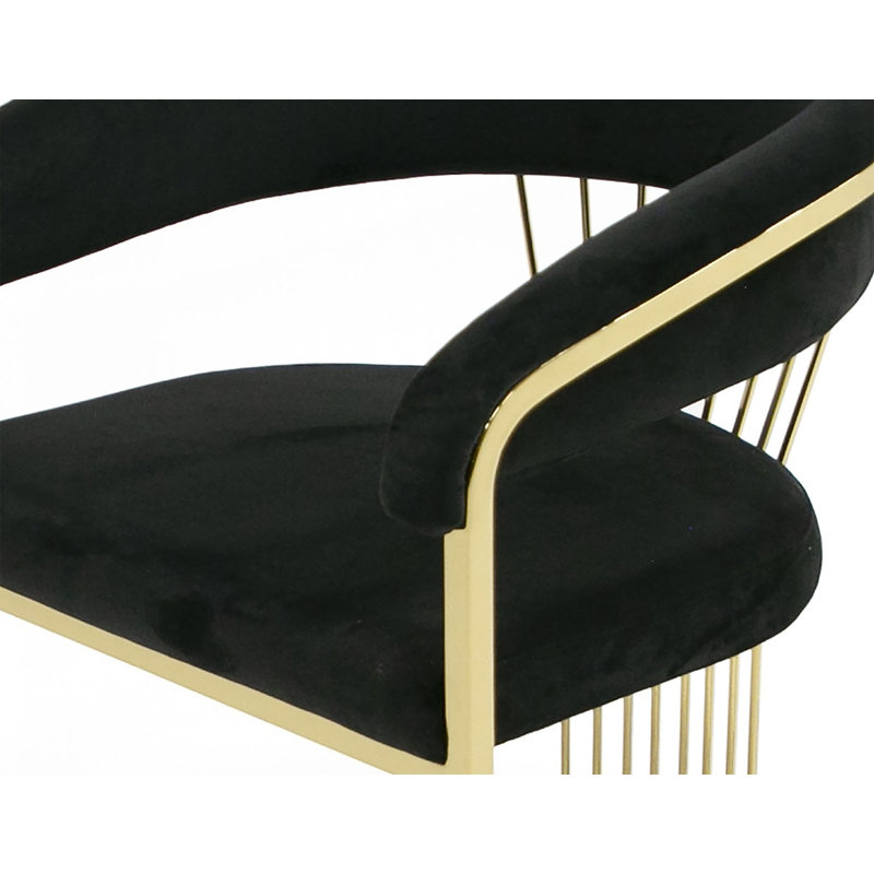 Keyleigh Velvet Upholstered Arm Chair, Black