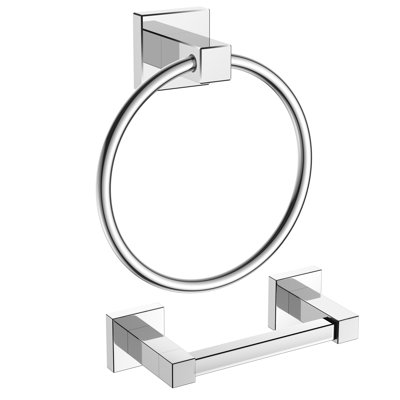 Ensemble de porte-papier hygiénique mural et anneau de serviette à main, support de rouleau de papier hygiénique pivotant en acier inoxydable Sus 304, ensemble d'accessoires de quincaillerie de salle de bain moderne