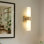 Applique murale moderne 18,5 po à 2 lumières, laiton poli avec abat-jour en verre blanc, à intensité variable, homologué ETL