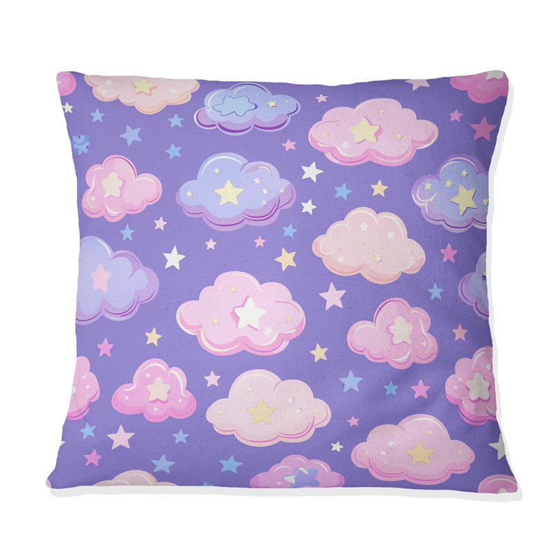 Coussin en coton rose et mauve, Dreams II, H 16 po x l 16 po