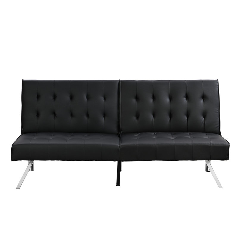 Lit avec surface noire, structure en bois, pieds en acier inoxydable, largeur de 42,31 po, structure ergonomique pratique, poids de 59,77 lb