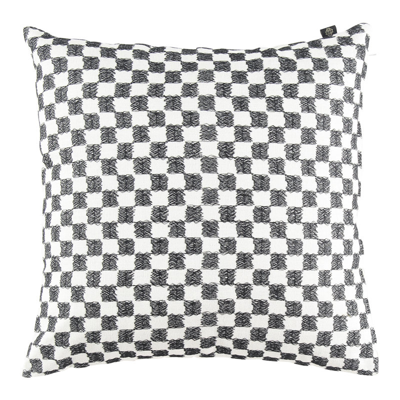 Bitmap Embroidered Linen Pillow Cover, Black
