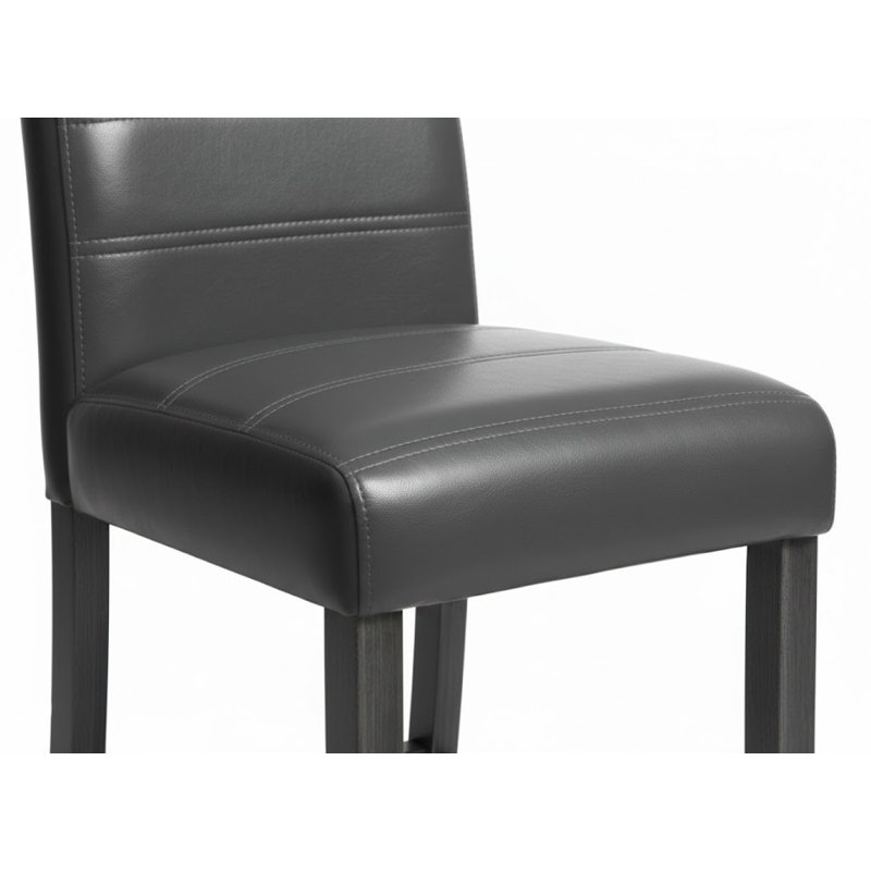 Elix Gray Faux Leather Ribbed Stitched Counter Height Chair Set Of 2, Gray, Gray