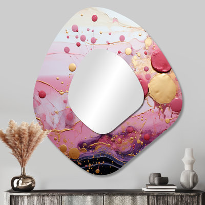 Crosson or et rose moderne liquide formes IV - formes asymétrique unique miroir mural, miroir de forme libre moderne, art imprimé en métal