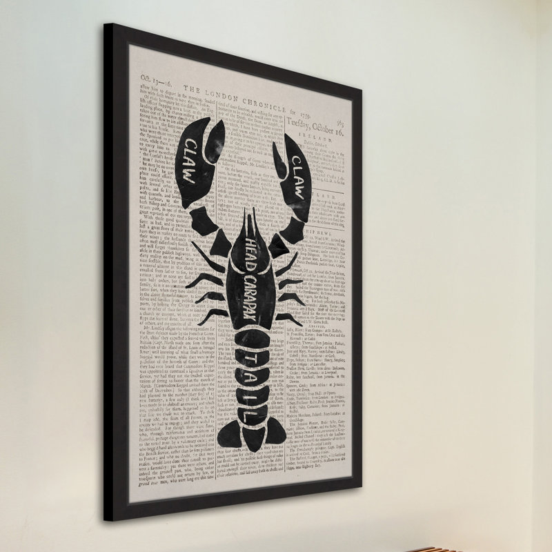 « homard contour », reproduction d’art encadrée, H 36 po x l 24 po x P 1,5 po