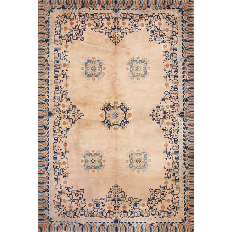 Tapis ivoire en laine noué à la main chinois antique
