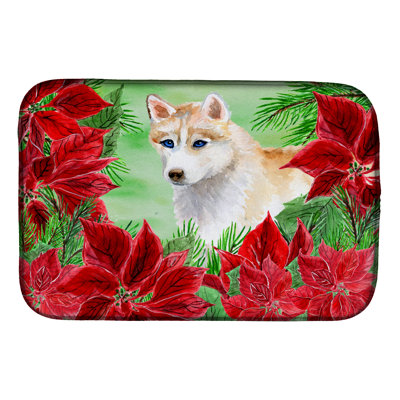 Tapis de séchage poinsettias husky sibérie