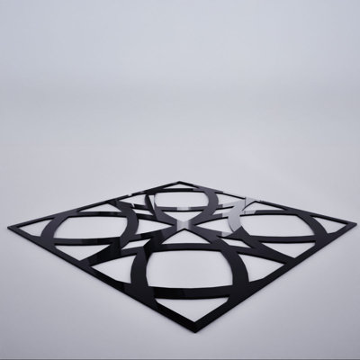 Fleetwood Decorative Fretwork Acrylic Wall Panels, Medium, 15 3/8"W x 15 3/8"H x 1/8"T, Black