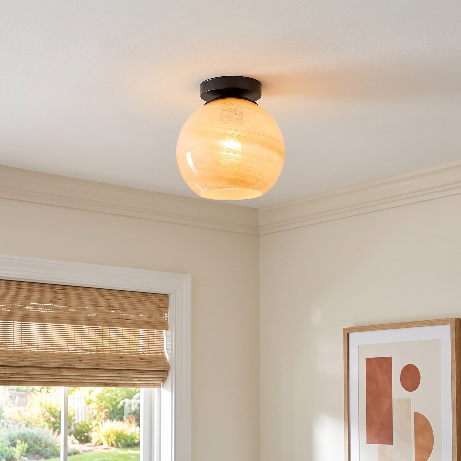 Dounia Single Light Glass Flush Mount