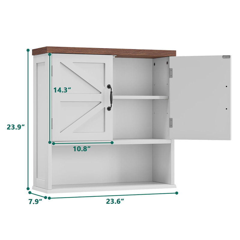 Farmhouse Bathroom Cabinet Wall Mounted, White