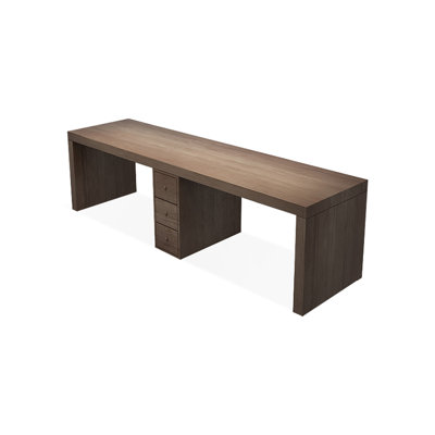 Bureau de direction rectangulaire en bois massif avec tiroirs Nut-brown