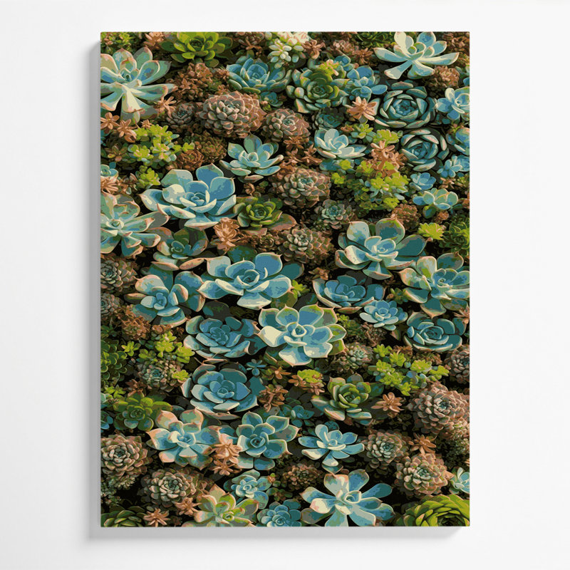 "Watercolor Botanical 83", art mural sur toile verte, H 24 po x l 36 po