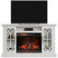 Console média de foyer électrique pour téléviseur de 65 pouces avec portes en verre duraflame®, blanc éclatant
