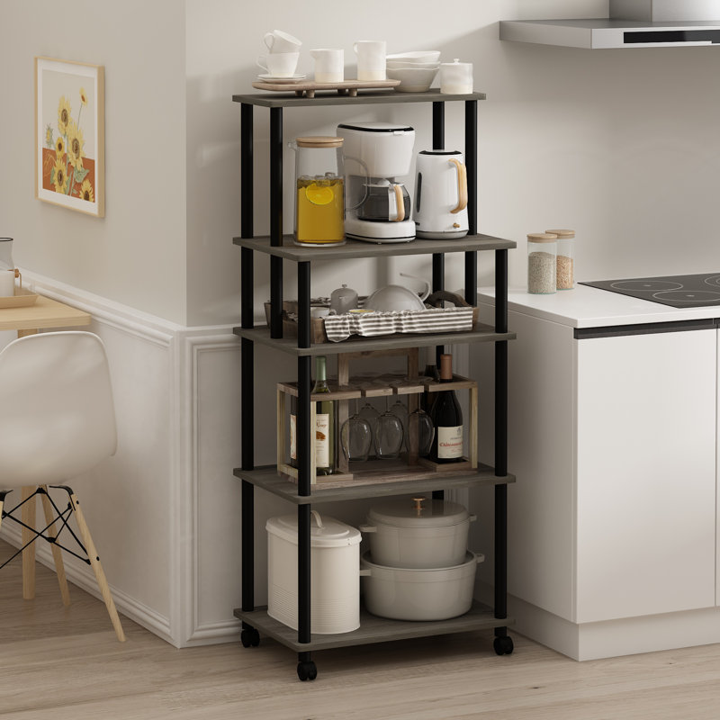 Romie Wood Kitchen Cart, French Oak/Black