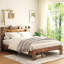 Structure de lit Structure de lit plateforme en bois avec tête de lit à DEL avec rangement et 2 ports USB, silencieux, aucun sommier nécessaire et outil d'assemblage facile, grand rangement sous le lit-131506497