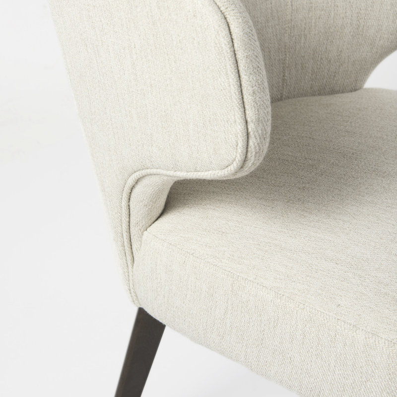 Niles Upholstered Dining Chair, Cream, Dark Brown