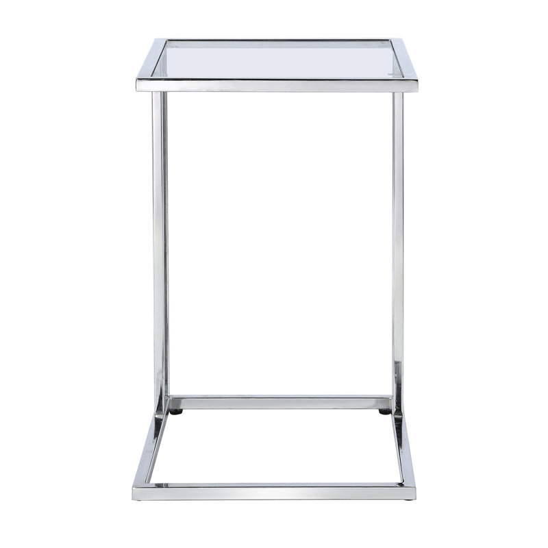 Glass Top C Table End Table, Chrome