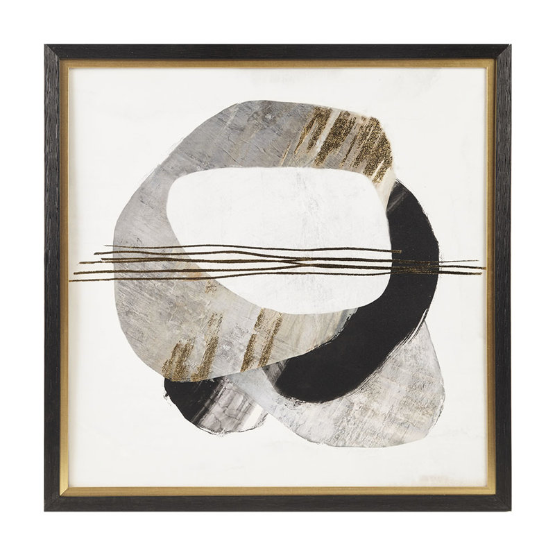 Art mural encadré abstrait doré, combinaison de couleurs noir gris et blanc, l 29,5 po x l 29,5 po x P 2 po, art sur toile intérieur moderne, élégant et design, présentoir