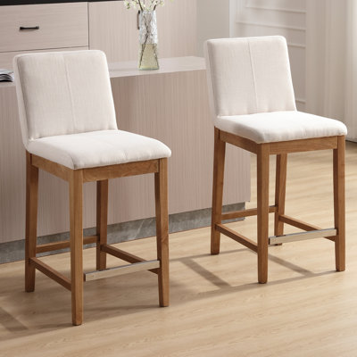 Alayha Upholstered 26'' Counter Stool with Solid Wood Frame