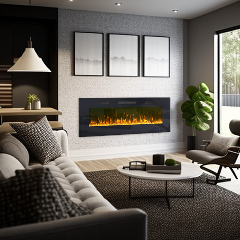 Black Electric Fireplace, 20" H x 50" W x 4.02 D