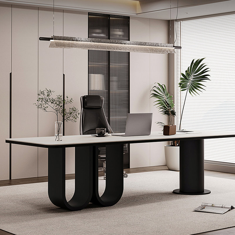 Bureau de 70,87 po en granit blanc moderne et luxueux, H 29,53 po x l 70,87 po x P 31,5 po