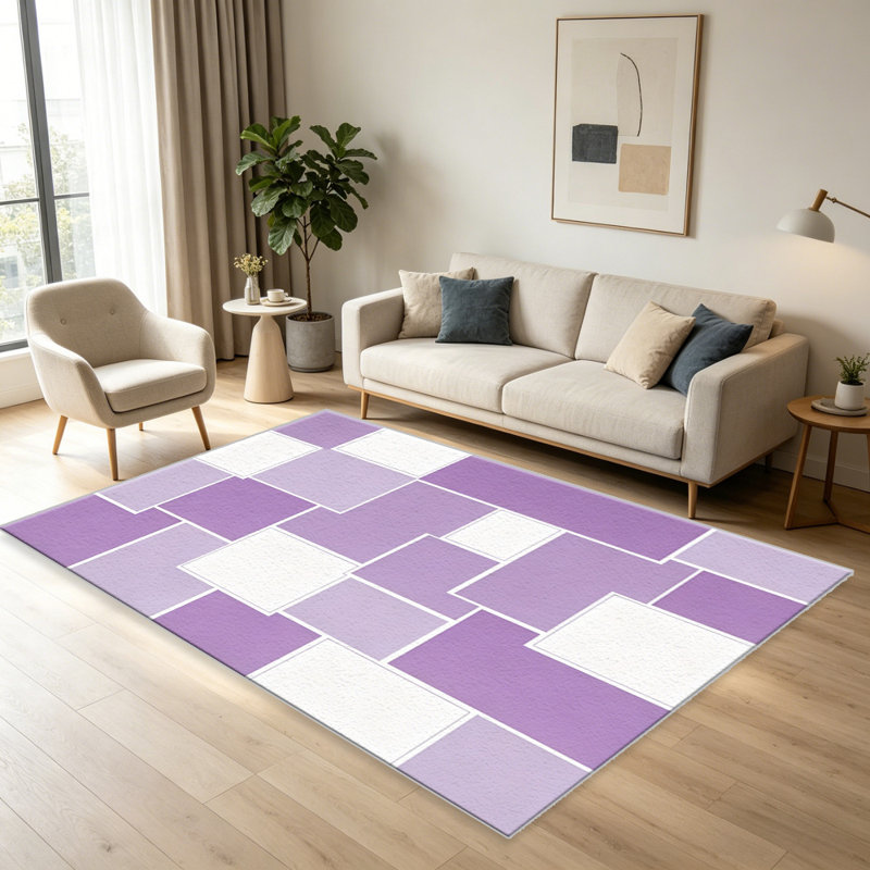Lavender Mosaic carpet-easy to clean, machine-washable, soft and comfortable; suitable for door mats, kitchens, living rooms, bedrooms, corridors, and laundry areas. Easy to clean, durable carpet for home decoration.
