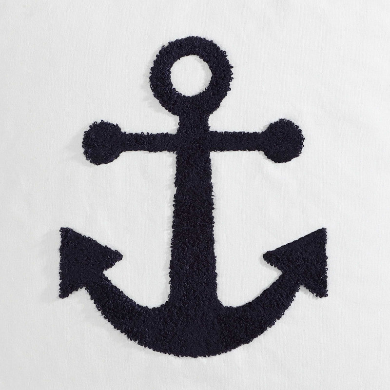 Nautica Anchor Loop Embroidery Blue Cotton Throw Pillow, Anchor Loop Embroidery Blue