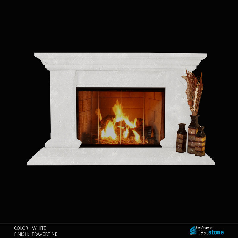 Marnes Composite Fireplace Surround, White Travertine