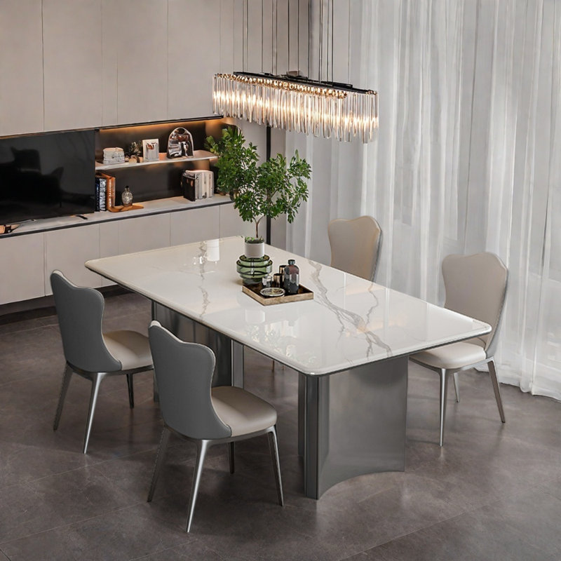 Ensemble de table rectangulaire minimaliste de luxe moderne, 5, H 29,52 po x L 62,99 po x l 35,43 po