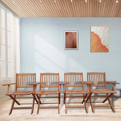 Ensemble de salle à manger pliable pour patio, 4 chaises pliantes, intérieur et extérieur universel, teck